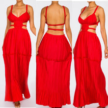 Load image into Gallery viewer, Red vacation cutout dress