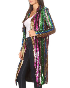 Too glam to give a damn, Rainbow sequined blazer jacket