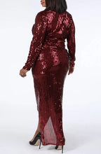 Load image into Gallery viewer, PLUS-Sexy in Sequin! Maxi wrap dress