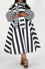 Load image into Gallery viewer, Striped couture puff sleeved dress