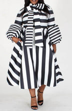 Load image into Gallery viewer, Striped couture puff sleeved dress