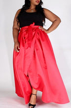 Load image into Gallery viewer, Red Satin high waisted maxi skirt