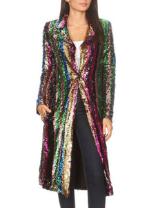 Too glam to give a damn, Rainbow sequined blazer jacket