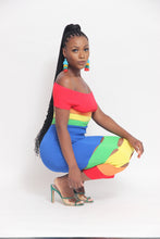 Load image into Gallery viewer, Taste the rainbow bandage dress